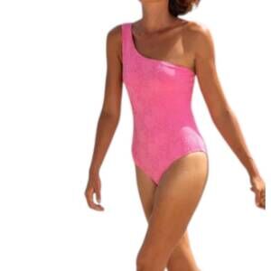 NEW SNAPPER ROCK women's bloom one shoulder swimsuit in pink